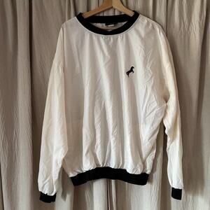 Vintage Röche Nylon Pullover Men's XL White Black Trim Horse Logo USA 90s